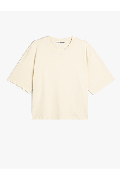 Koton Βασικό T-Shirt Crop Fit Crew Neck Κοντό μανίκι βαμβακερό