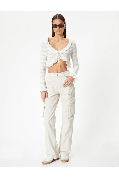 Koton Cargo Jeans Straight Wide Leg Standard Waist - Eve Straight Jeans