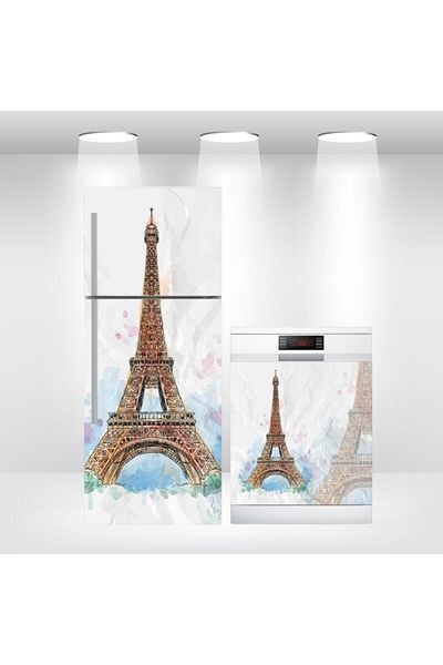 Bigaimaj Capac pentru frigider și mașină de spălat vase Folie autoadezivă Eiffel