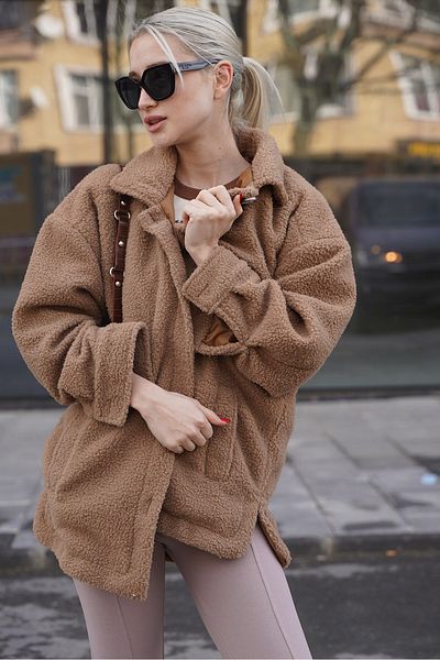 Madmext Базово тънко дамско яке с дълга вълна Camel Mg1633