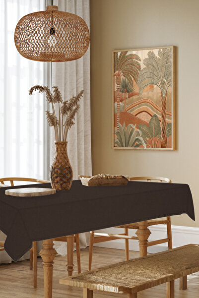 Tablecloth - Velvet Textured Series Dark Brown Worry-Free(Stain-resistant and anti-wrinkle) Tablecloth