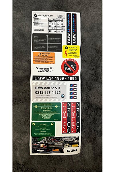Genel Markalar BMW E34 Etiket Takımı Sticker