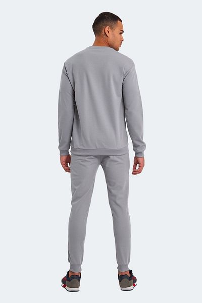 Slazenger Γκρι ανδρική αθλητική φόρμα - Crew Neck, Άνετη, Υφαντή
