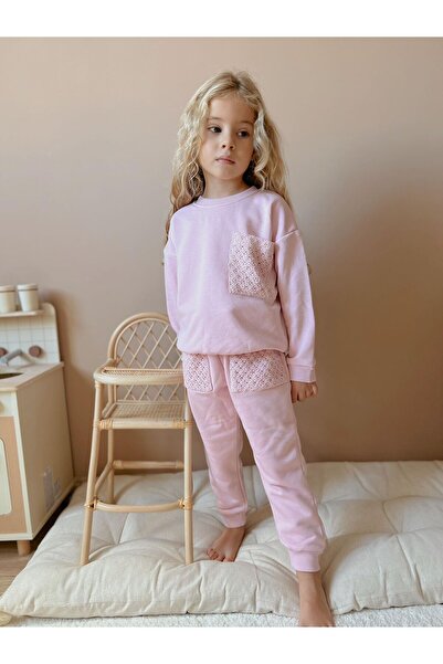 WİKİBOOM طقم بناتي مكون من 3 خيوط بدون زخارف مع جيوب محبوكة