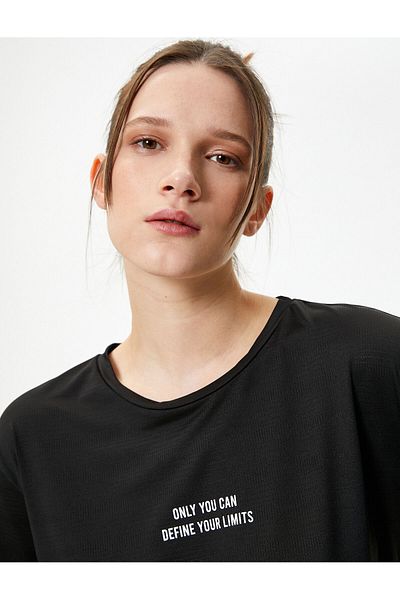 Koton Sports T-Shirt Breathable Textured Comfortable Fit Short Sleeve Crew Neck Printed