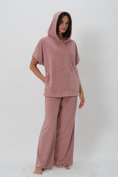Zeyland Γυναικεία αθλητική φόρμα Dusty Rose με κουκούλα Fleece - Κοντό μανίκι CTN74