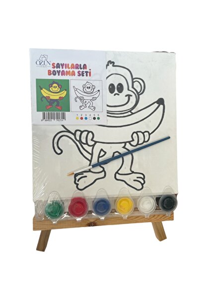 tuvval Sayılarla Boyama Seti Maymun 20x20 çocuk sayılarla boyama hobi tuval