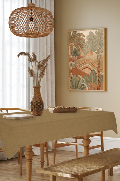 Tablecloth - Velvet Textured Series Gold Worry-Free(Stain-resistant and anti-wrinkle) Tablecloth
