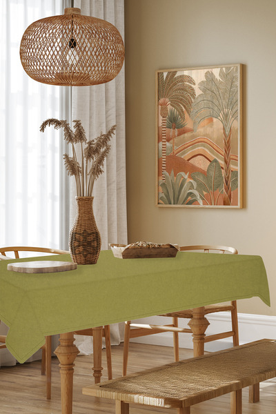 MARİTSA Masa Örtüsü - Kadife Dokulu Serisi Yağ Yeşili Dertsiz(Leke tutmaz ve ...