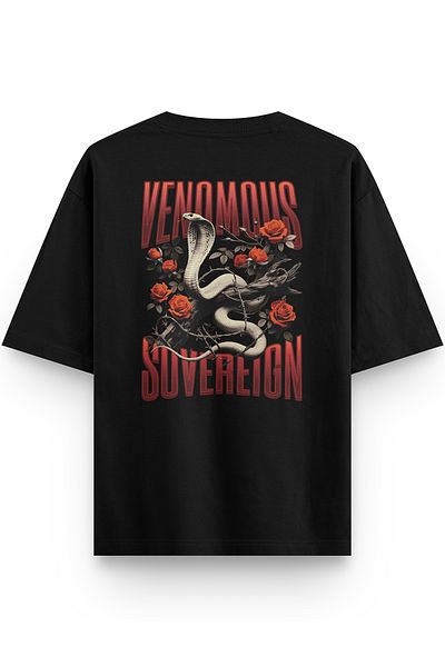Overoz Μπλουζάκι Unisex Venomous Printed Μαύρο Oversize - 1257