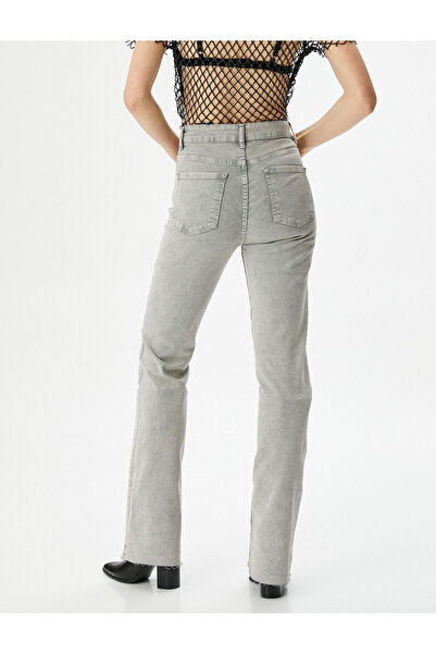 Koton Eskitilmiş Hafif İspanyol Paça Kot Pantolon Dar Kesim Standart Bel Pamuklu Cepli - Victoria Slim Jea