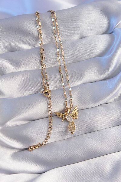 Skygo 316L Steel Chain Gold Color Zircon Stone Phoenix Figure Necklace - Tj-Bko8804