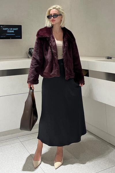 Madmext Měkká texturovaná vínová plyšová kožešina – dámská, podšitá, Mg2178