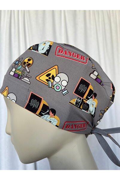 monotıp Hemşire bonesi,doktor bonesi,ameliyathane bonesi,bandana,tomografi desenli,unısex