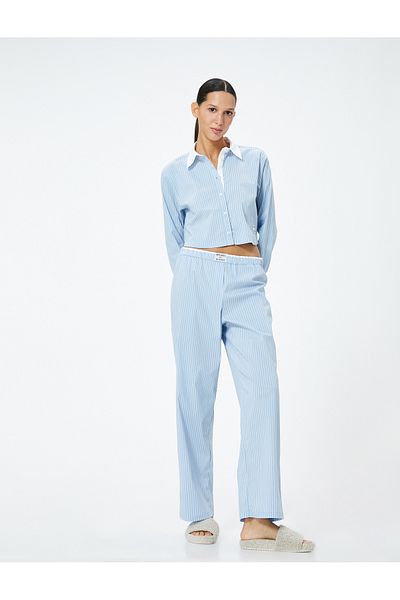 Koton Pantaloni de pijama cu tăietură relaxată cu detaliu etichetă - talie elastică