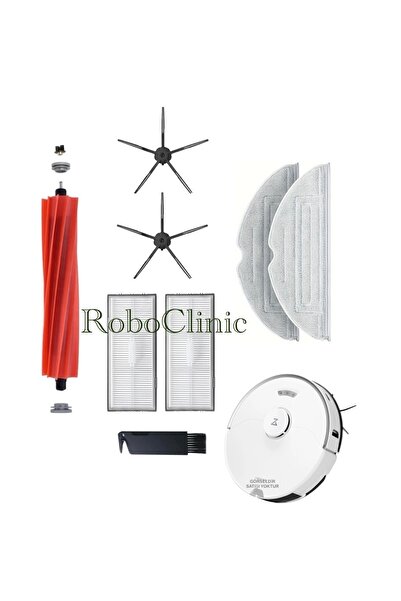 Roboclinic Set de mop cu filtru cu perie compatibil cu aspiratorul robot Robo...