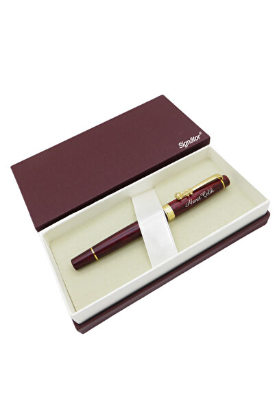 Signator ® ST161 Bordo Ahşap Metal Roller Kalem | İsme Özel Kalem