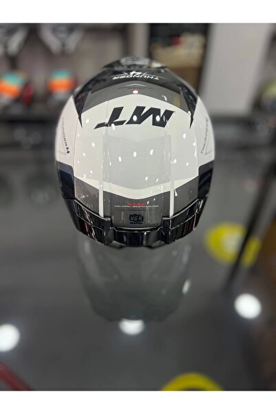 MT Helmets Thunder 4 Exeo Siyah Beyaz Şeffaf Vizör
