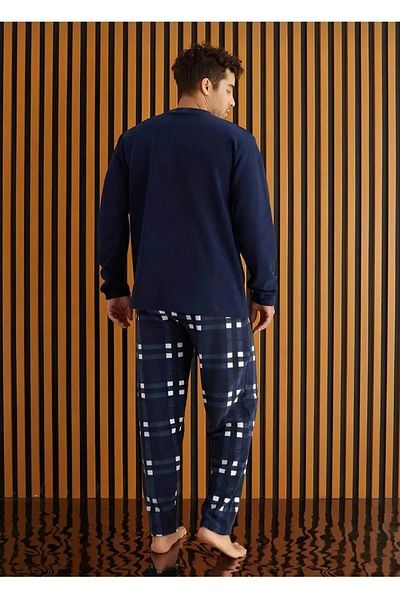 Pijamoni Ανδρικό σετ πιτζάμες με κουμπιά χειμερινό φλις 6100/13 - 1 τεμάχιο