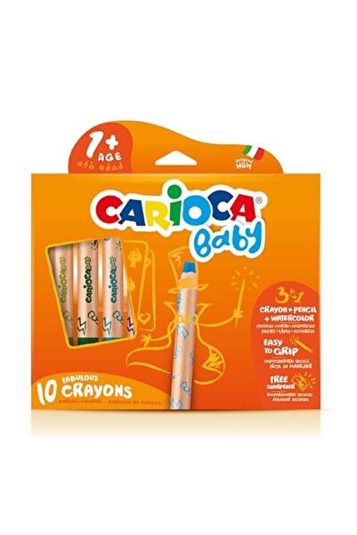 CARIOCA 3 IN 1 JUMBO BEBEK AHŞAP GÖVDELİ BOYA KALEMİ 10'LU