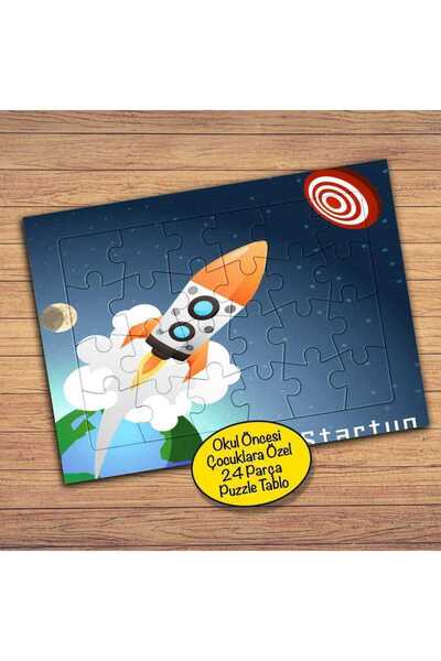Genel Markalar Gökyüzü-Roket Yolculuğu 24 Parça Çocuklara Özel Yapboz Tablo-5066