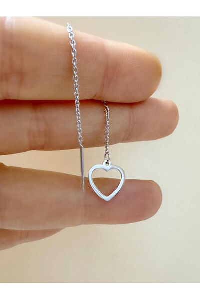 Arescollection 1 Pcs Surgical Steel Double Hole Chain Earring