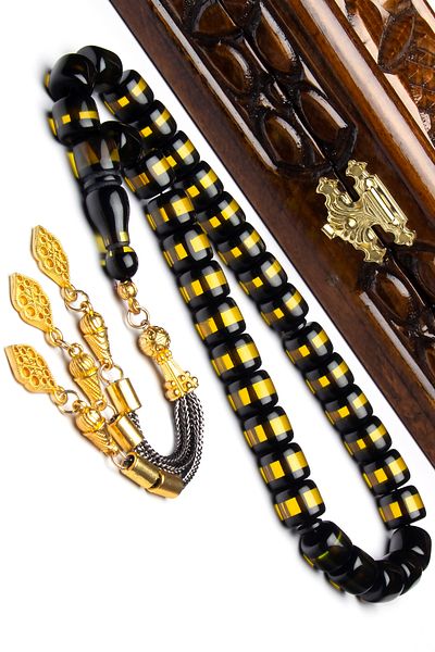 OTTOTESBİH هدية للرجال عجلة قطع 9x10mm أخضر أصفر الورنية مسحوق العنبر مسبحة