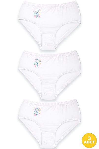 CENNETOĞLU Chiloți albi cu model de flori de damă, pachet de 3