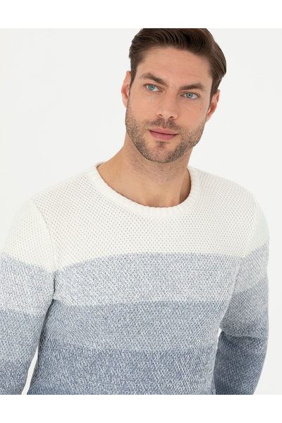 Pierre Cardin Koyu Mavi Slim Fit Bisiklet Yaka Triko Kazak 50278085-VR032