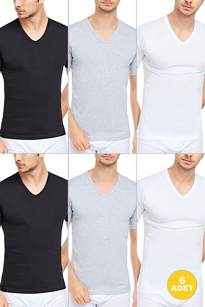 CNT Men's V-Neck Half Sleeve Undershirt 6 Pack