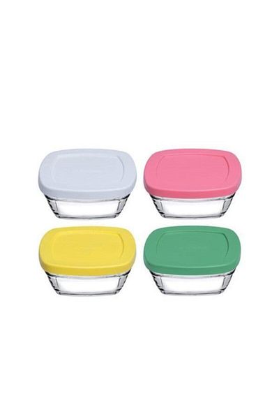 Paşabahçe 96840 Pudding 4-Piece Glass Storage Container - 310 ml