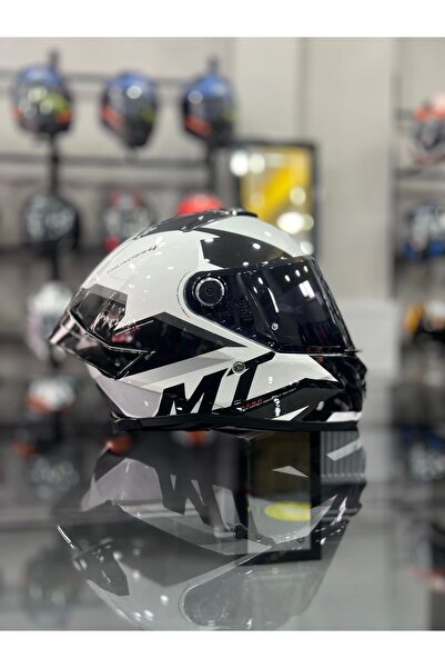 MT Helmets Thunder 4 Exeo Siyah Beyaz Şeffaf Vizör