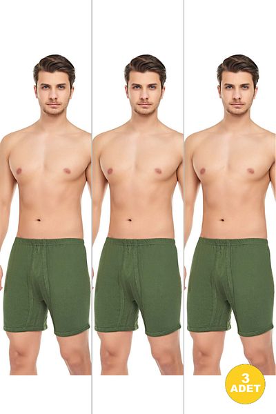 CENNETOĞLU Men's Combed Cotton Long Panties with Legs 3 Pack
