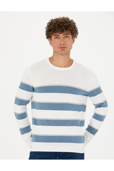 Pierre Cardin Ecru Slim Fit Crew Neck Knitwear Sweater 50278087-Vr019