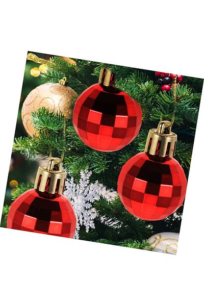 Partifabrik Christmas Pine Tree Ornament Colorful Disco Ball Ornament Set 5 cm 6 Pieces