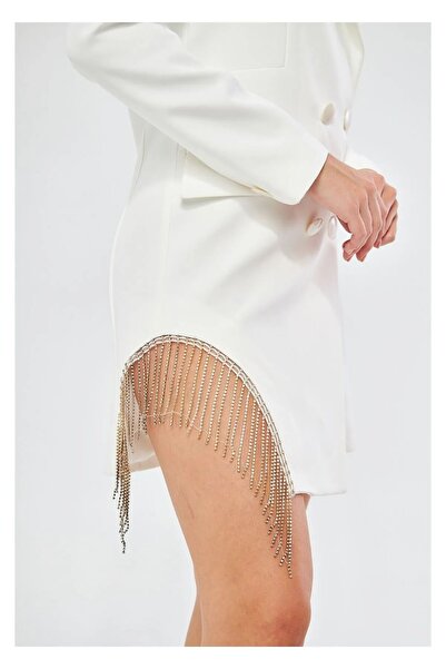 Gugus Rochie jachetă cu ciucuri de piatră neagră de damă