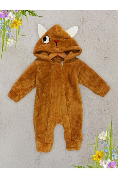 KİDOO BEBE Baby Boy Double Zipper Plush Jumpsuit