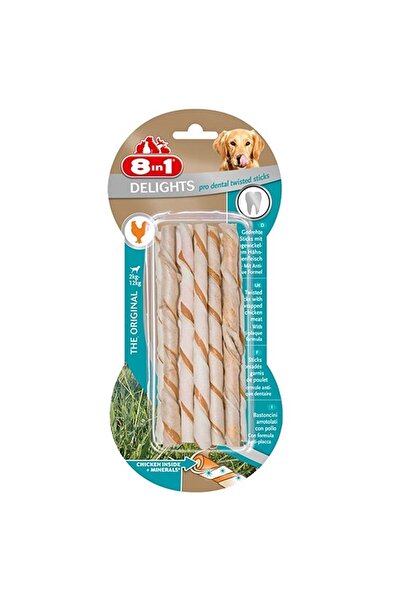 8in1 Delights Pro Dental Twisted Sticks Tavuklu Köpek Ödülü 55 Gr.x2 Adet