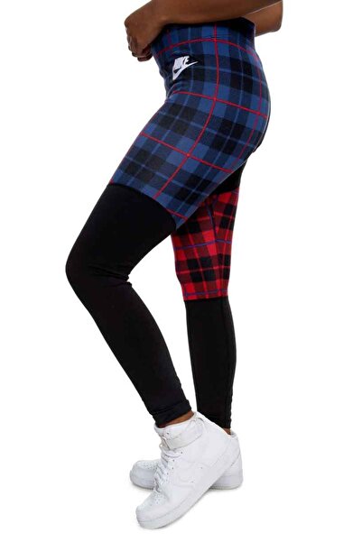Nike Kadın NSW Tayt Ekose  BV4633-010 (Renk Multi / Beden Large)
