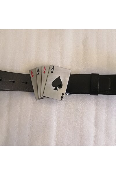 Butik Tülin حزام بوكر فضي أسود للجنسين - جلد عجل أصلي مصنوع في تايلاند