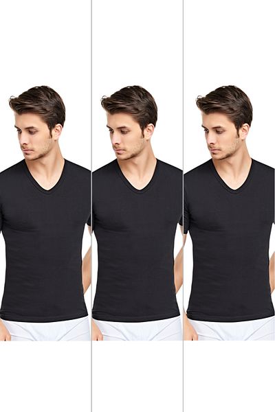 CNT Men's V-Neck Half Sleeve Undershirt 3 Pack