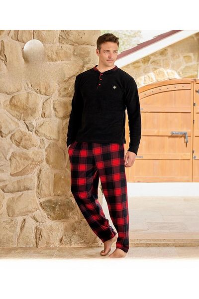 Pijamoni Ανδρικό σετ πιτζάμες με κουμπιά χειμερινό φλις 6100/7 - 1 Τεμάχιο