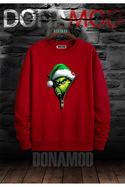 donamod 2025 عيد الميلاد الأحمر الصنوبر نمط طاقم الرقبة سانتا كلوز عيد الميلا...