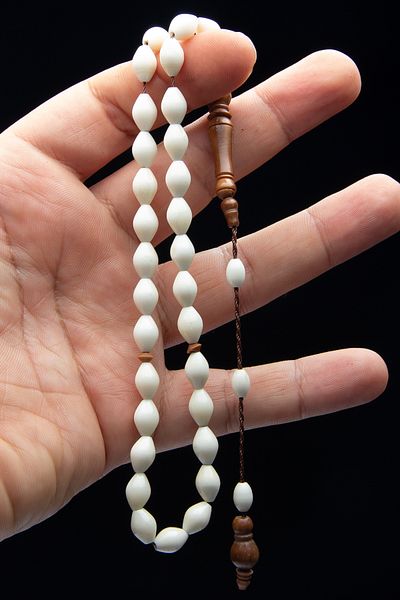 OTTOTESBİH Ανδρικό Δώρο Σύστημα Φούντα 7x11mm Kuka Imameli Camel Bone Prayer Beads
