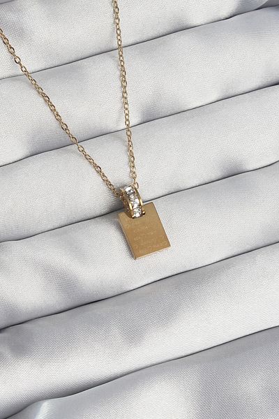 Skygo Gold Colored 316L Steel Zircon Stone Love Letter Necklace - TJ-BKO8907