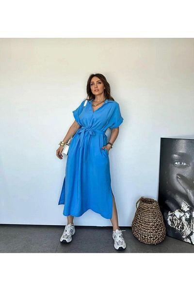 EGZOTİK ASORTİK Rochie cu curea cu decolteu în V cu detaliu cu nasturi