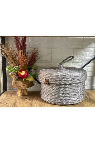 Metasupla House Covered Basket I, Hand Woven, Multi-Purpose Basket, Bathroom and Kitchen Organizer