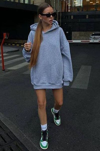 Madmext Grimelange με κουκούλα Rose Gold Oversize Φούτερ Mg1566