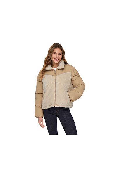 ONLY Onlsienateddy Mix Puffer Women's Casual Coat 15322083 -Brown-Rice Cream