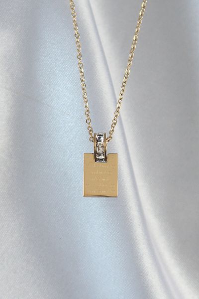Skygo Gold Colored 316L Steel Zircon Stone Love Letter Necklace - TJ-BKO8907